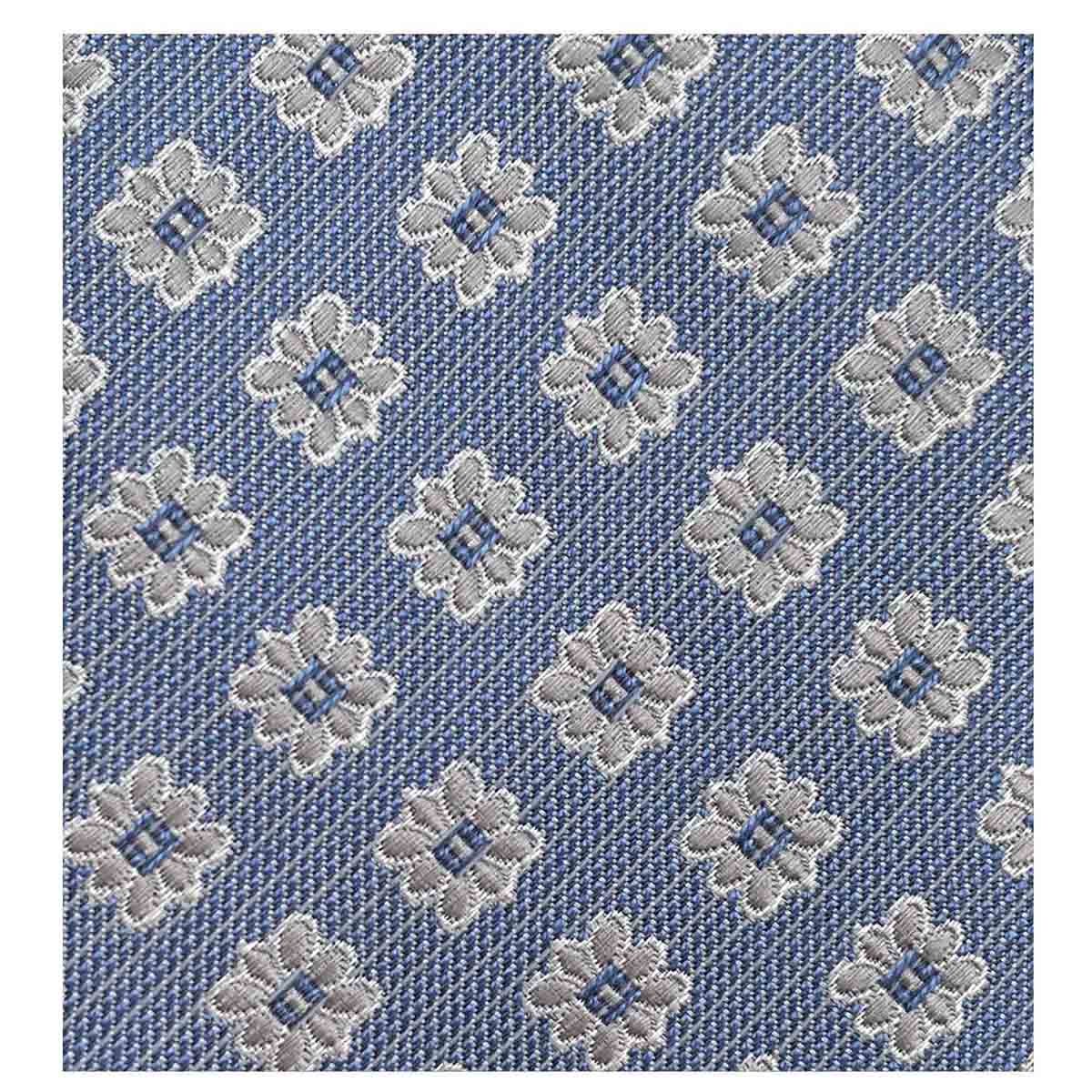 Cravate jacquard en 100% soie -  Imprimé Fleur - Bleu - 150 x 6 x 7 cm