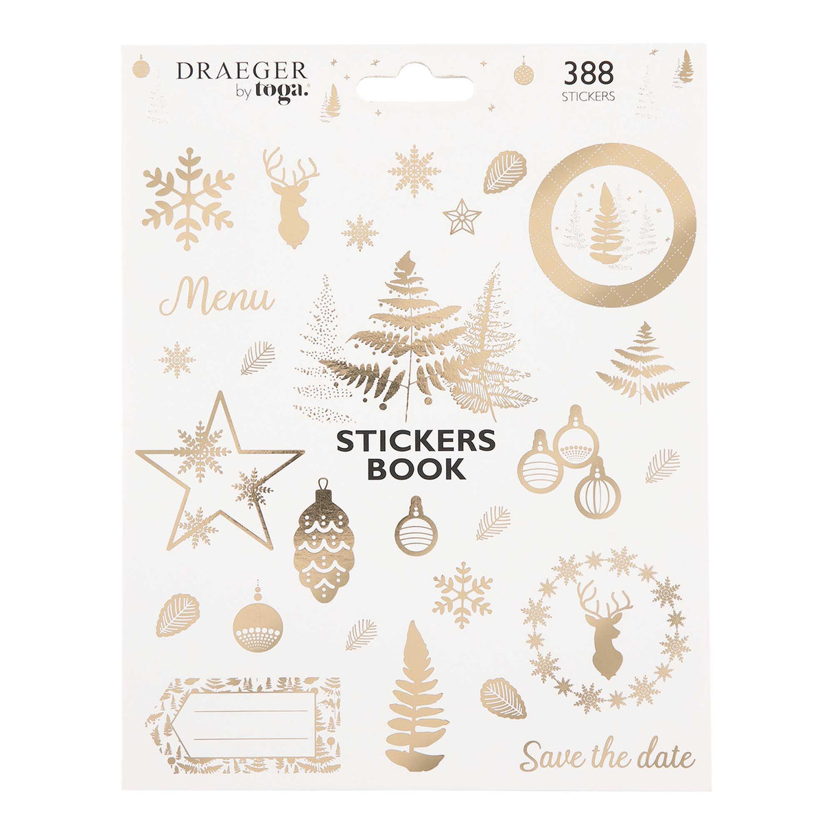 Carnet de stickers en papier -  Décoration Noël - Blanc et or