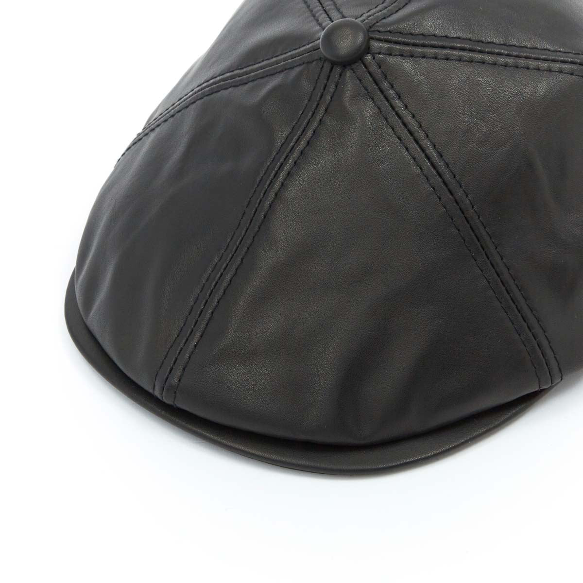 Casquette plate en cuir lisse - Noir