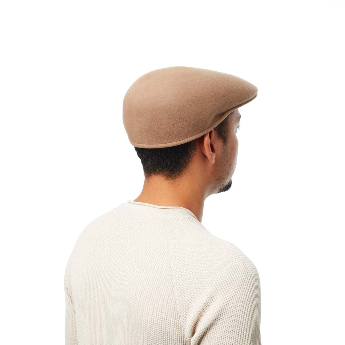 Casquette Bombée en Laine Plate Beige