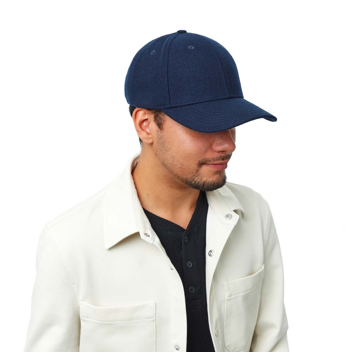 Casquette Feutre Bleu Marine - Homme -  Taille Ajustable - 100% coton