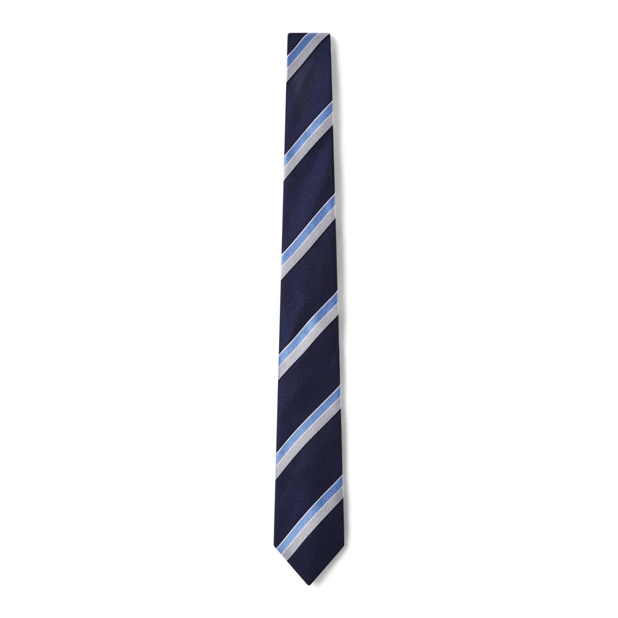 Silver and sky blue striped tie