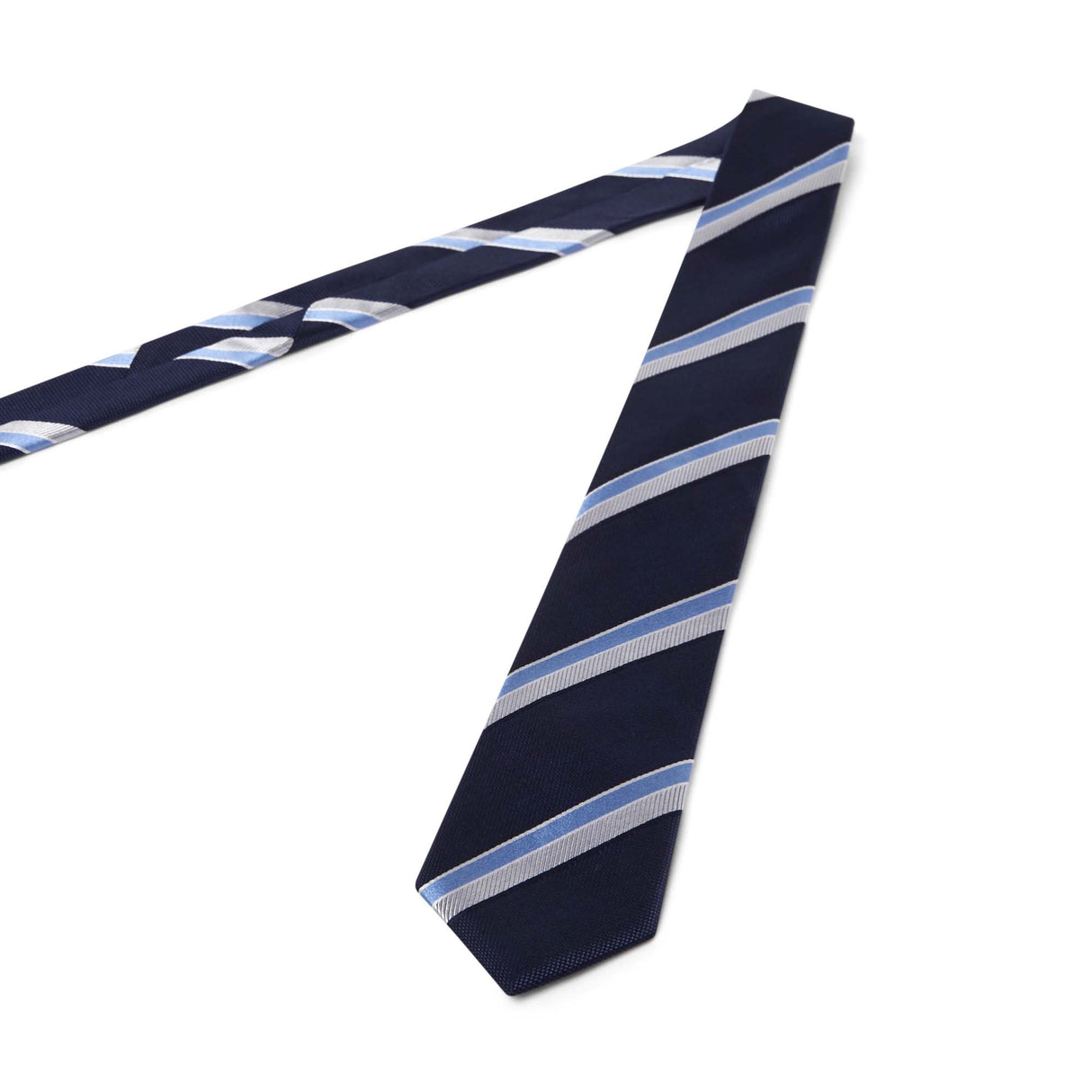 Silver and sky blue striped tie