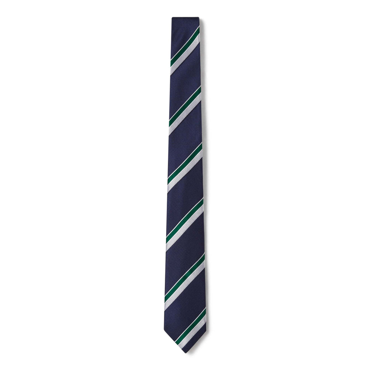 Silver and green striped tie