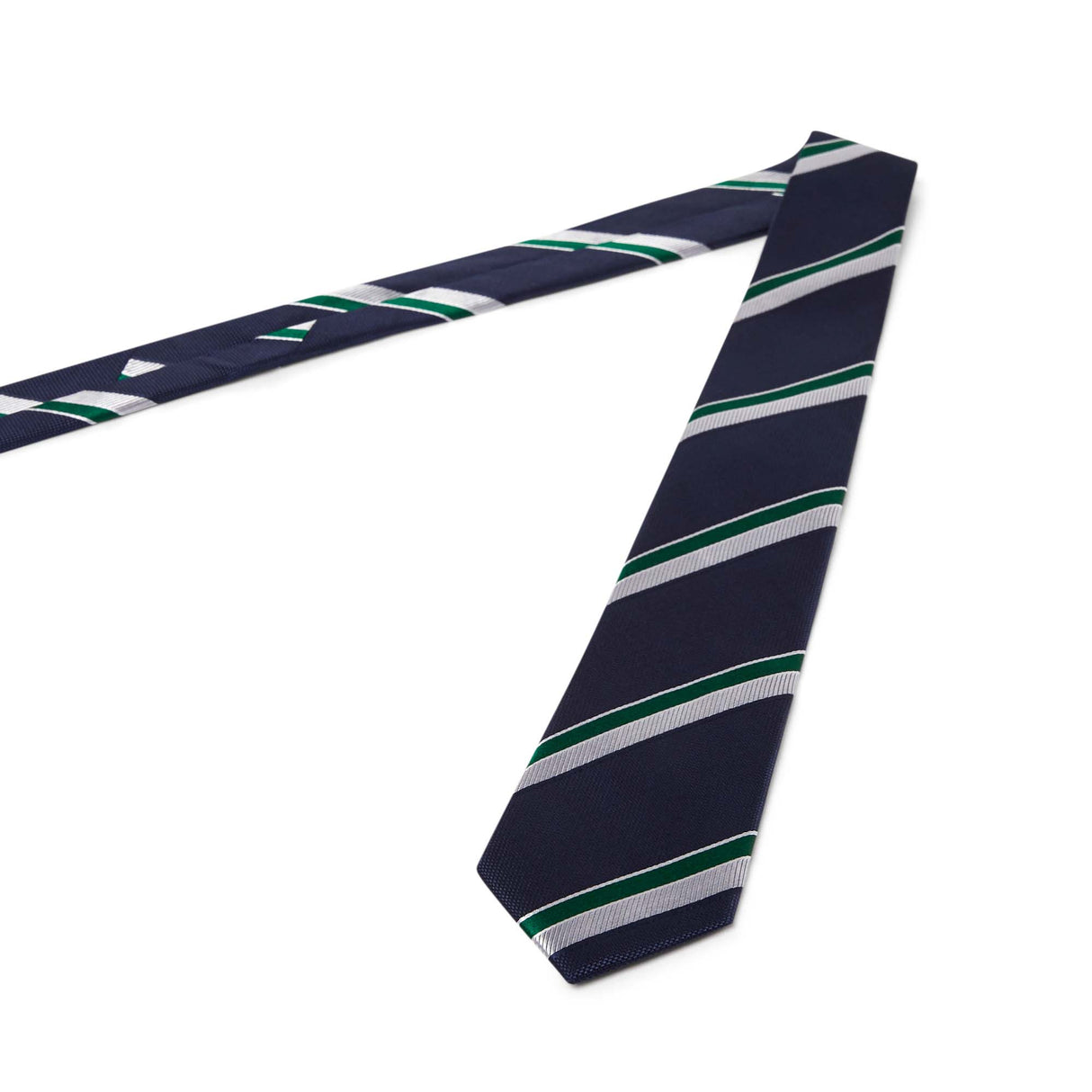 Silver and green striped tie