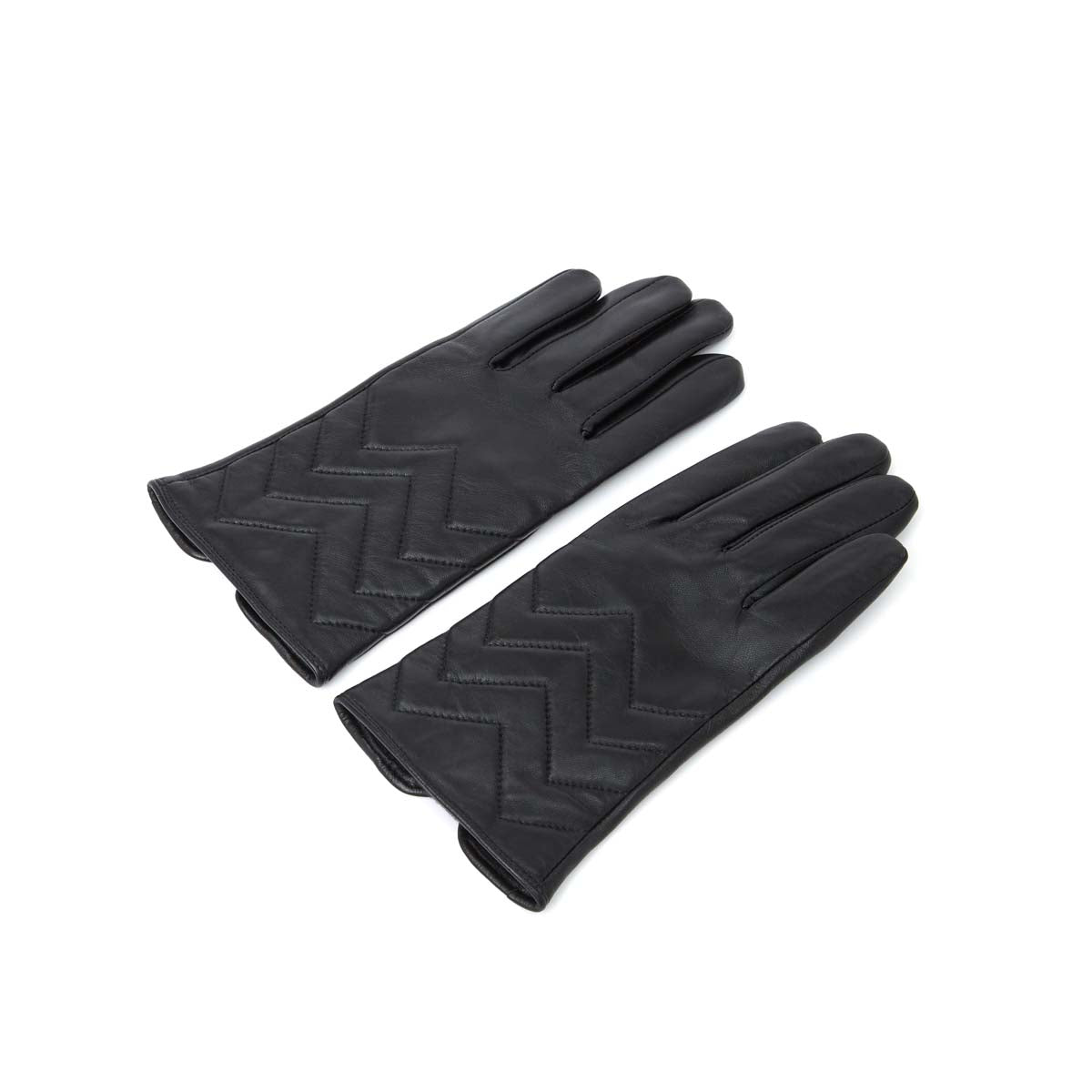 Gants surpiqués en cuir - Noir - Femme