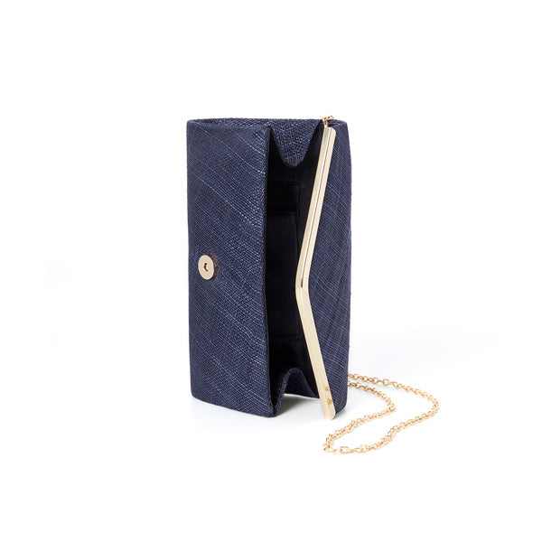 Pochette-Cérémonie-Sisal-Bleu-Marine - Triple Porté