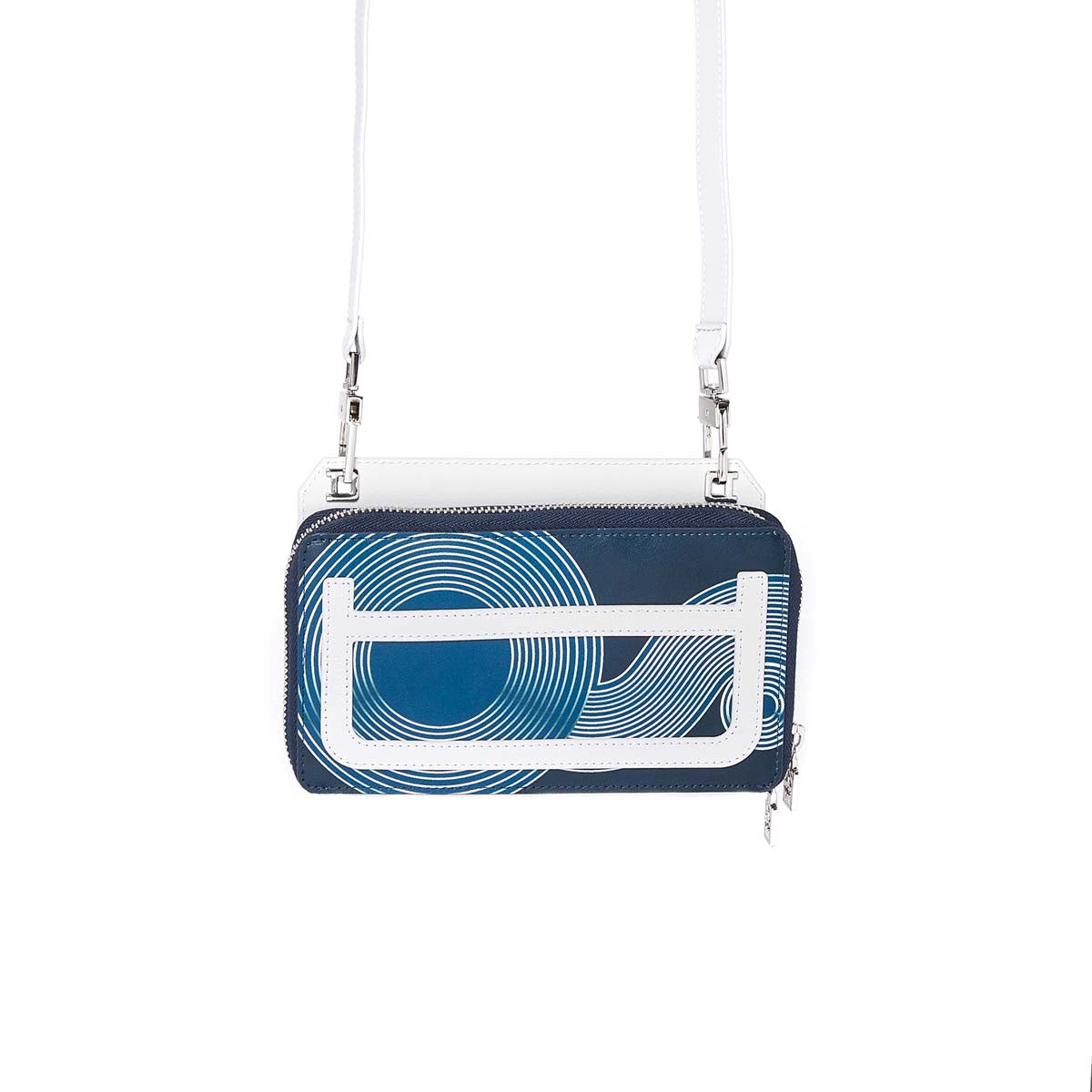 Pochette porte-téléphone - 100% cuir - Bleu - Sangle réglable