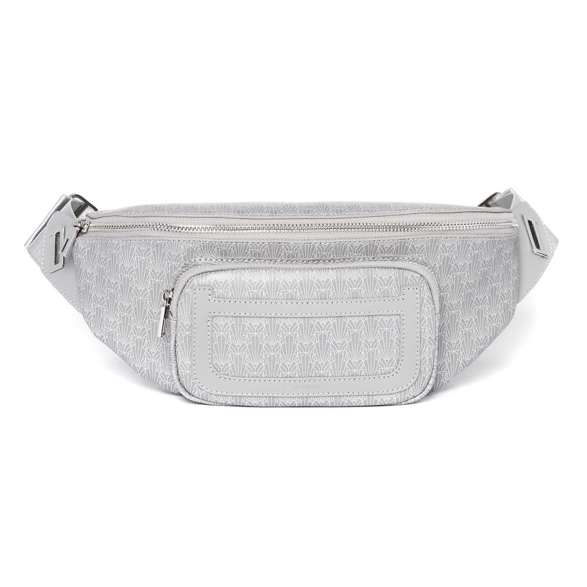 Sac banane homme en cuir - motif New York gris