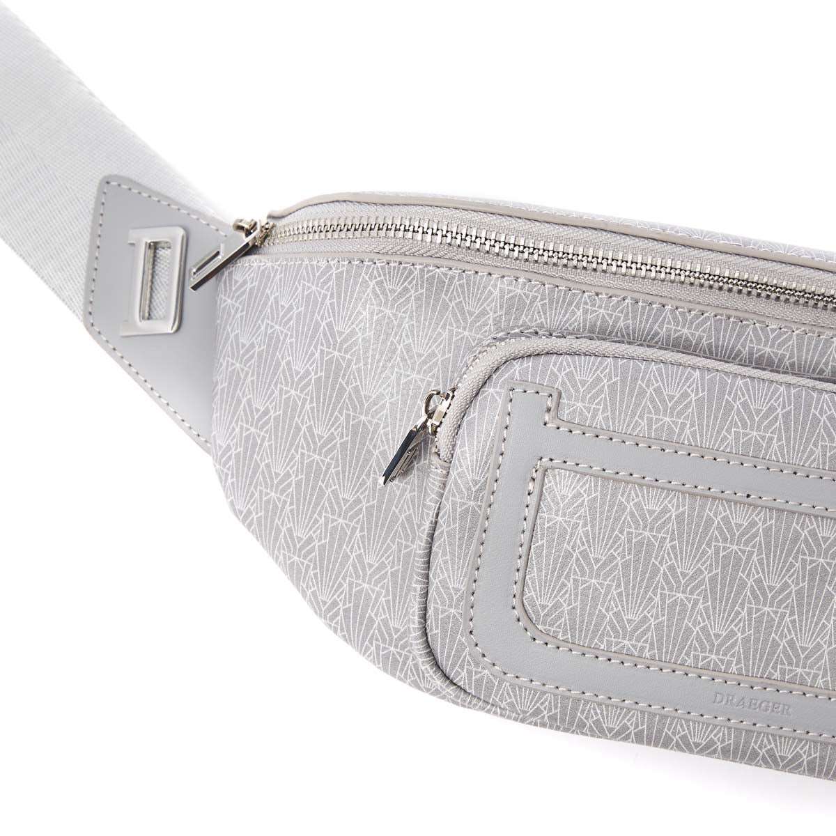 Sac banane homme en cuir - motif New York gris