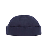 Bonnet docker en 100% coton - Uni Bleu Marine - Homme - Taille unique - Anneau réglable