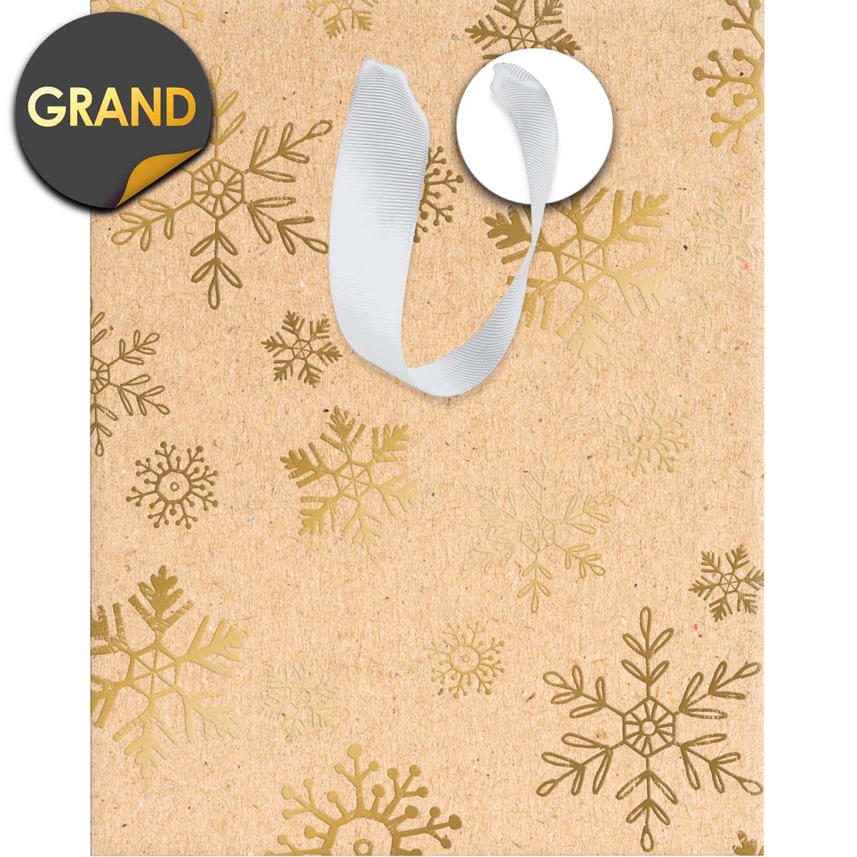 Sac Cadeau Flocons de Neige Kraft - Grand Format