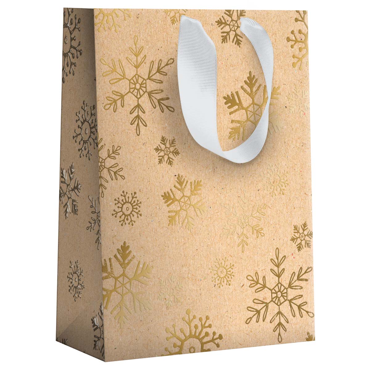 Sac Cadeau Flocons de Neige Kraft - Grand Format