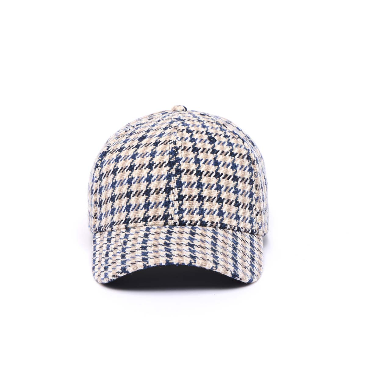 Casquette à Motifs Pieds de Poule - Bleue