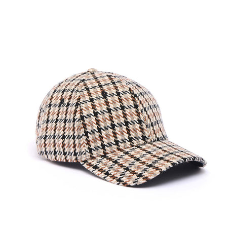 Casquette à Motifs Pieds de Poule - Marron