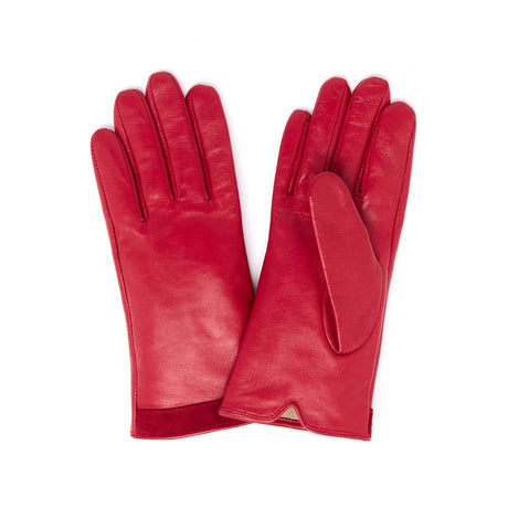 Gants Bi-Matière en Cuir d’Agneau - Rouge