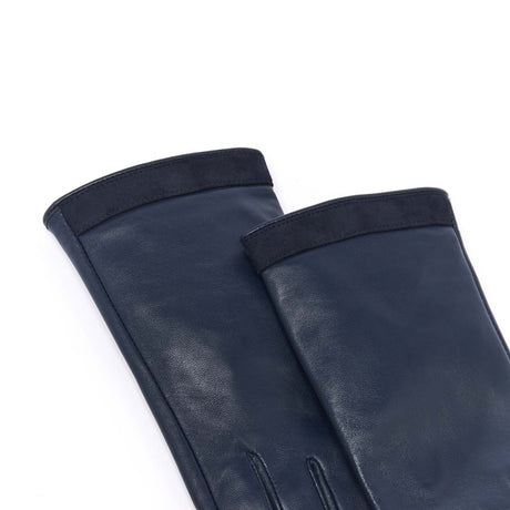 Gants Bi-Matière en Cuir d’Agneau - Marine