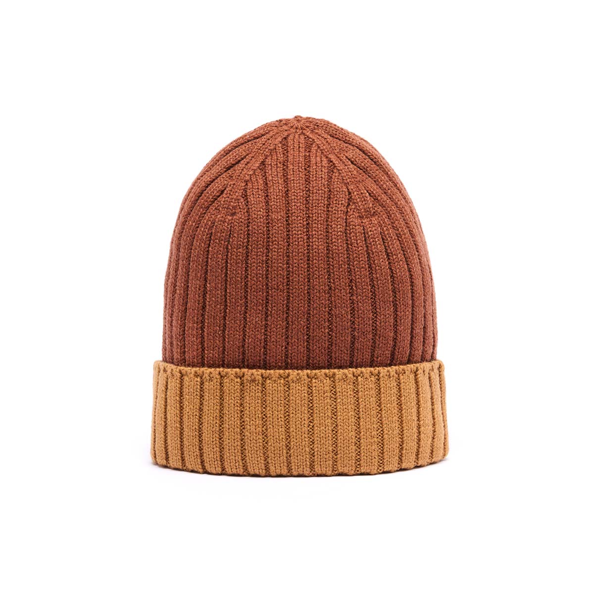 Bonnet Bicolore en Laine – Cognac et Camel