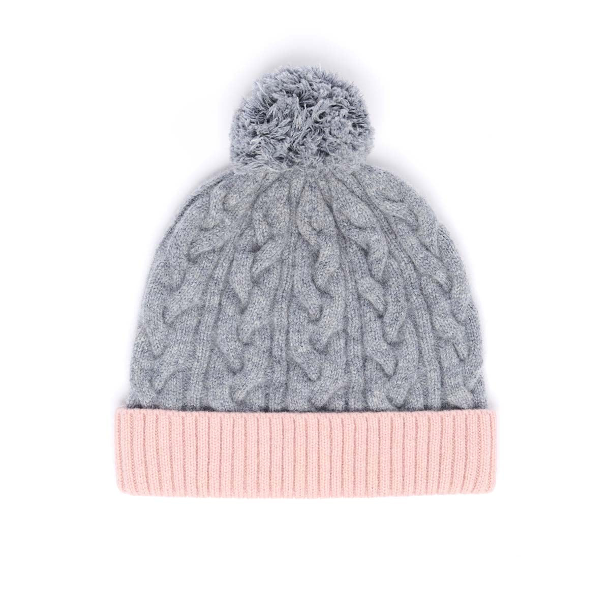 Bonnet Bicolore Avec Pompon en Laine