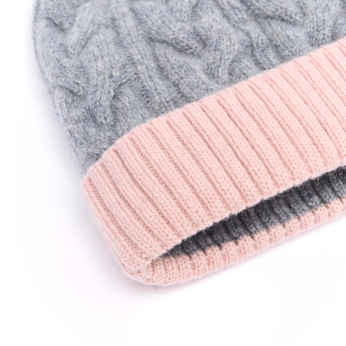 Bonnet Bicolore Avec Pompon en Laine