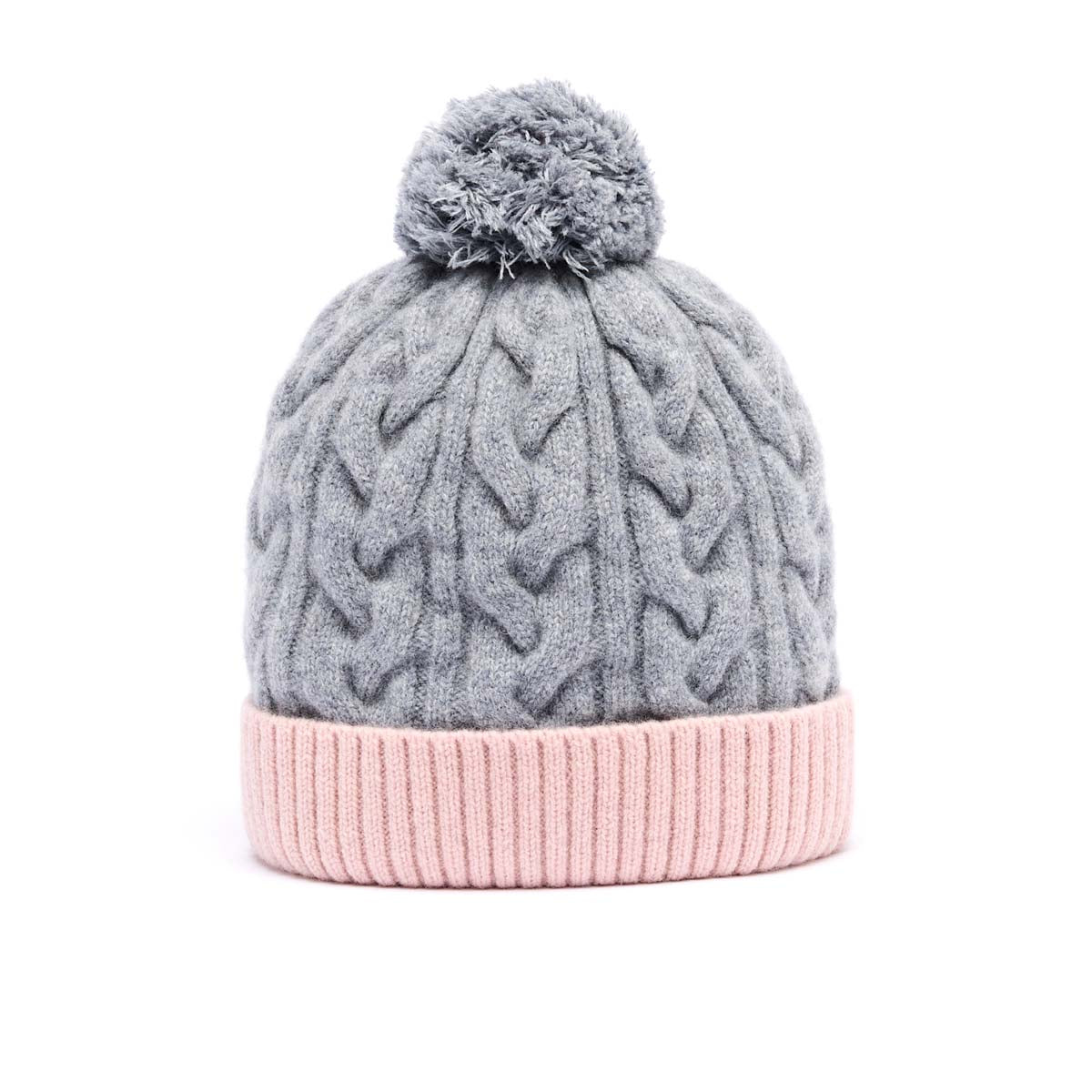 Bonnet Bicolore Avec Pompon en Laine