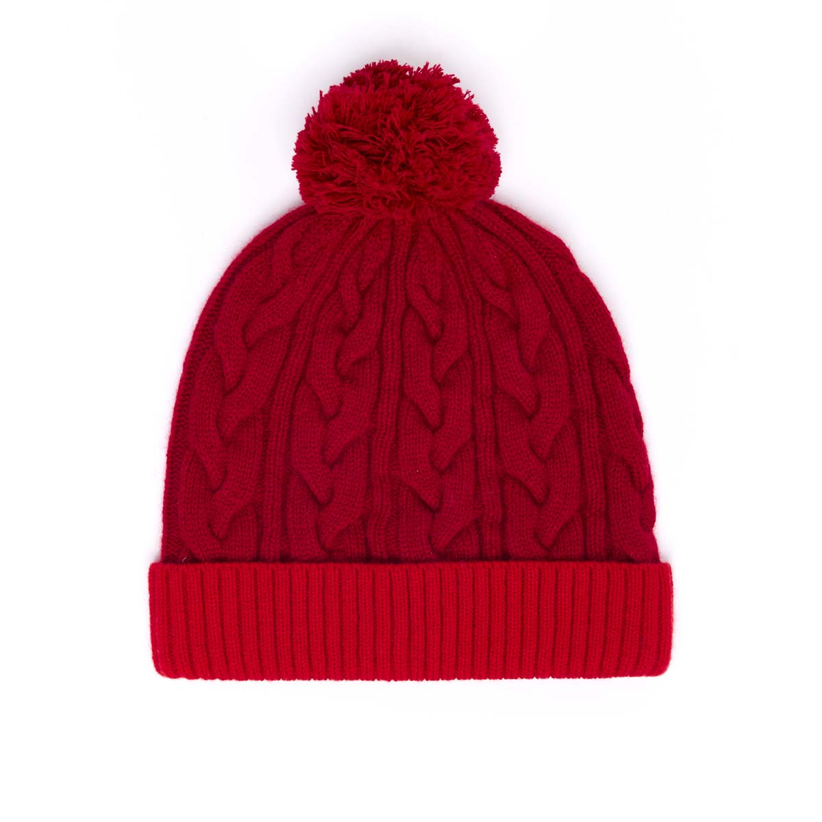 Bonnet Bicolore Avec Pompon - Bordeaux et Rouge