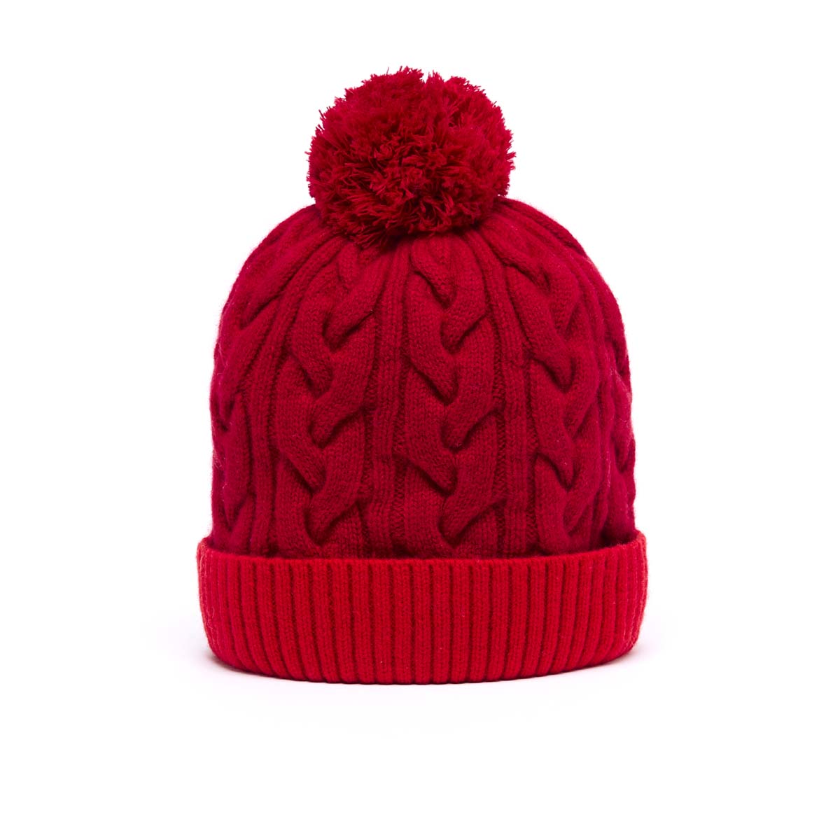 Bonnet Bicolore Avec Pompon - Bordeaux et Rouge