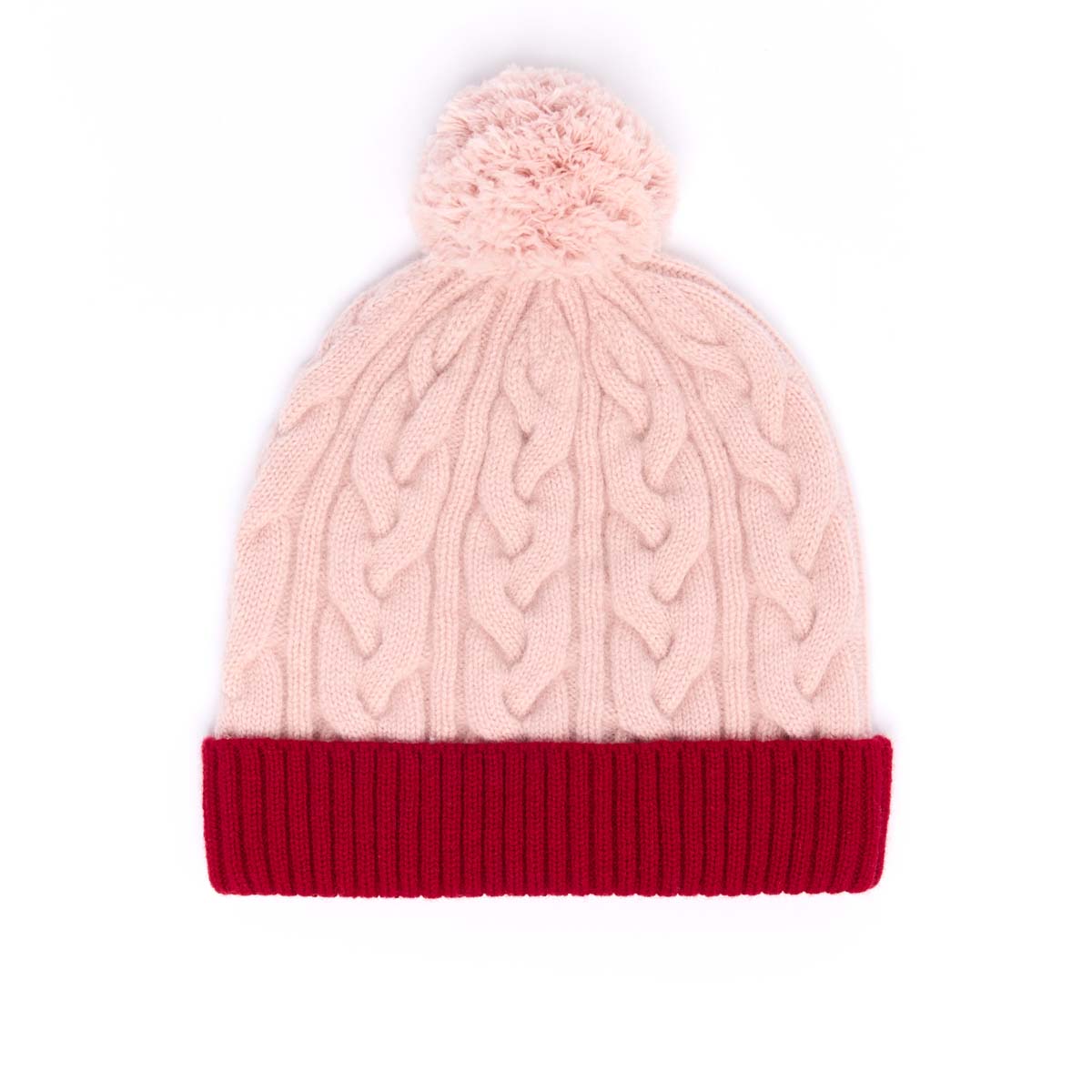 Bonnet Bicolore Avec Pompon en Laine