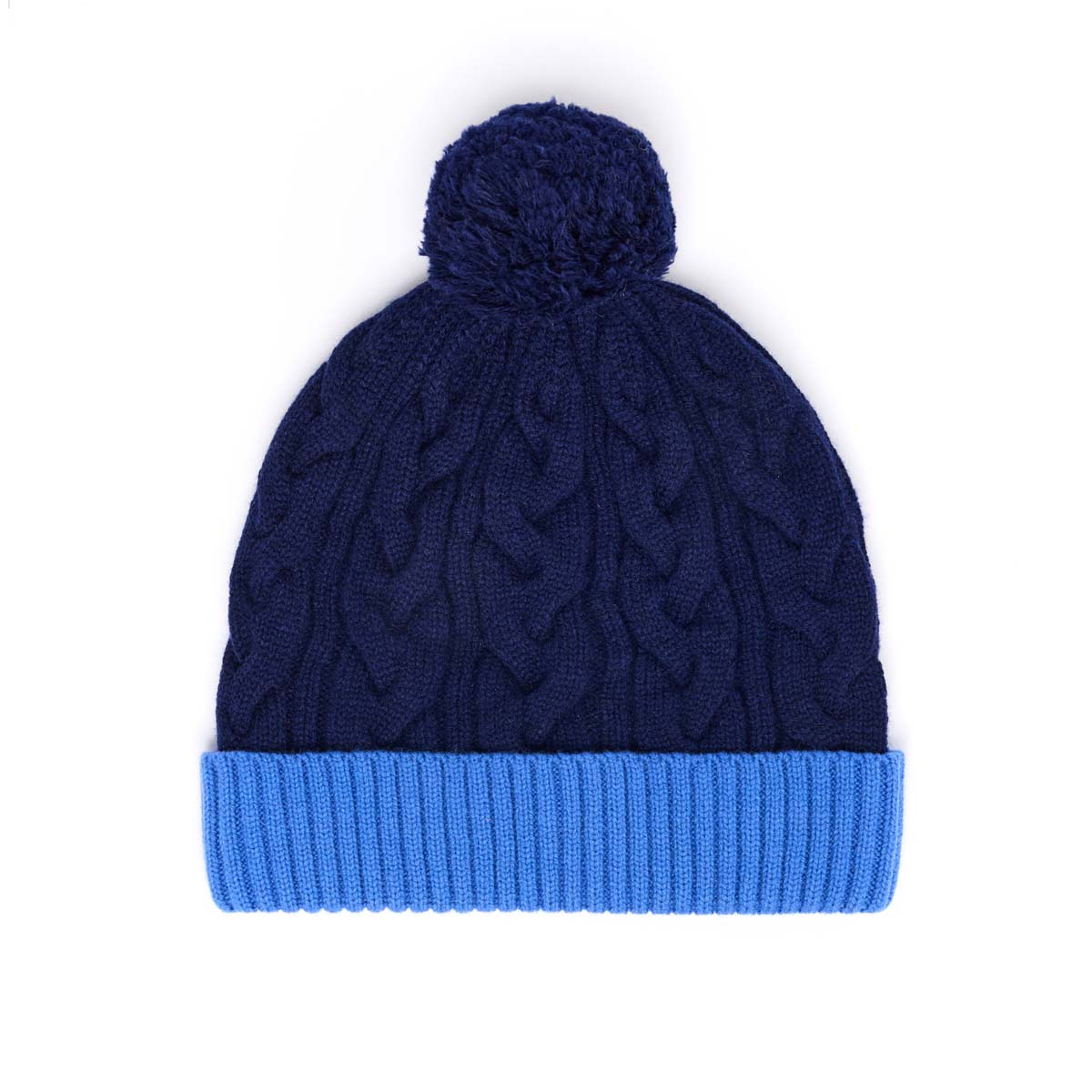 Bonnet Bicolore Avec Pompon en Laine