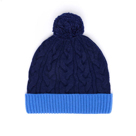 Bonnet Bicolore Avec Pompon en Laine