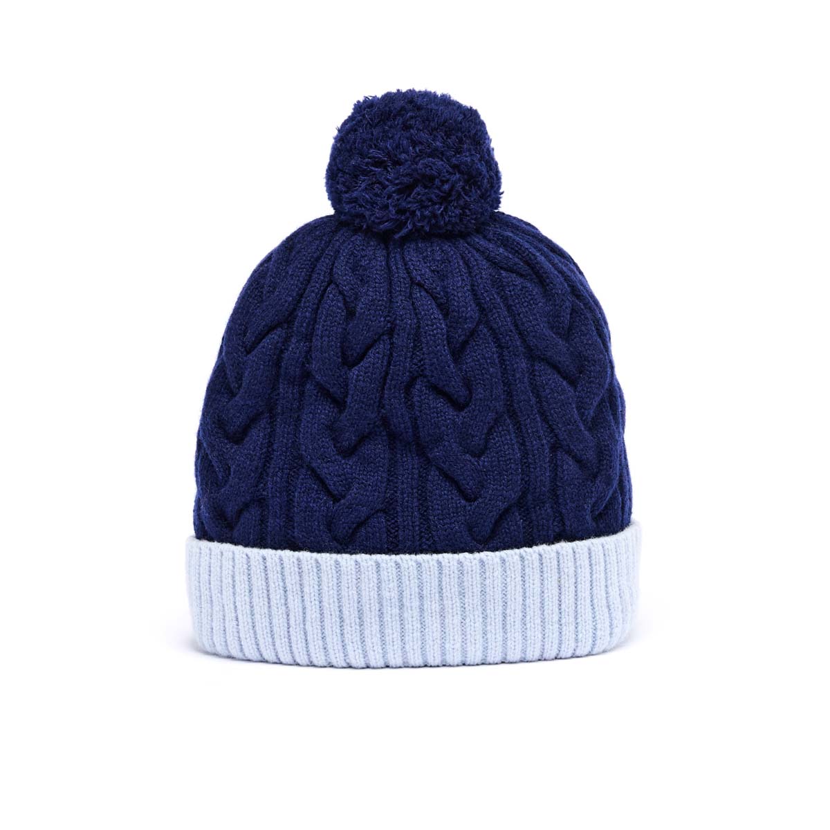 Bonnet Bicolore Avec Pompon en Laine