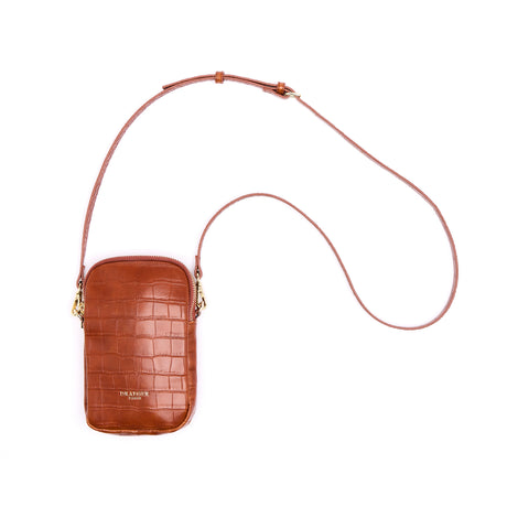 Pochette de Téléphone Croco - Cognac