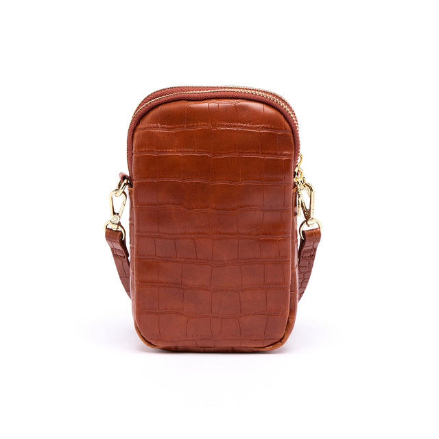 Pochette de Téléphone Croco - Cognac