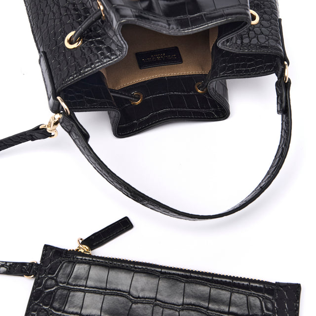 Sac Bourse Anna Croco - Noir