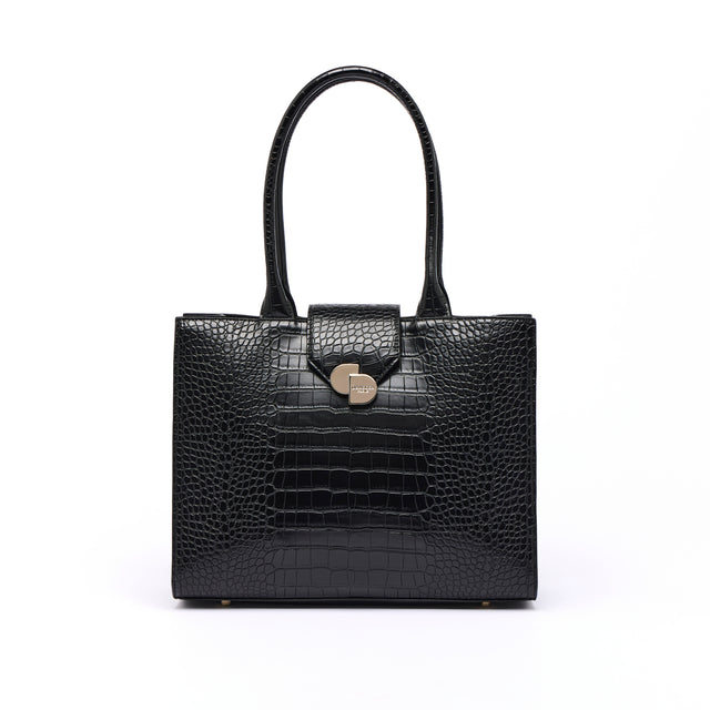 Grand Sac Cabas Camille Croco - Noir