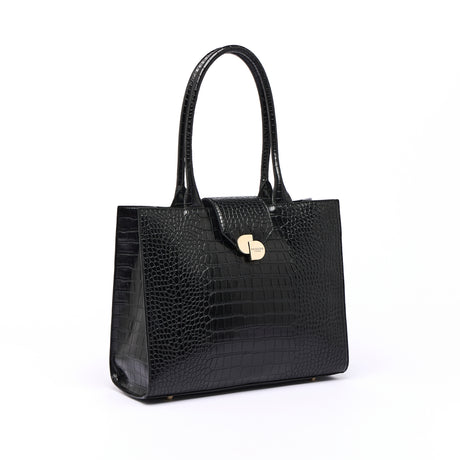 Grand Sac Cabas Camille Croco - Noir