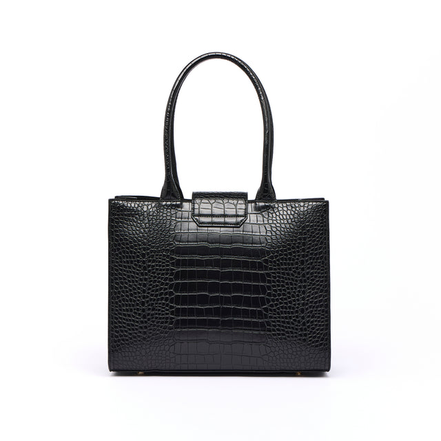 Grand Sac Cabas Camille Croco - Noir