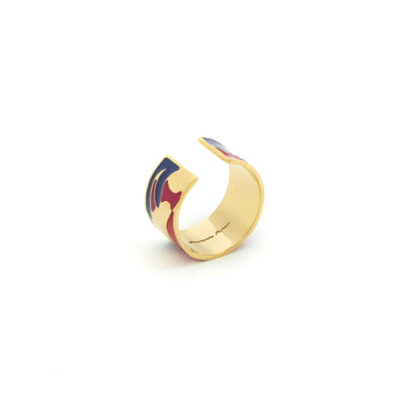 Bague rio émail rouge et bleu roi