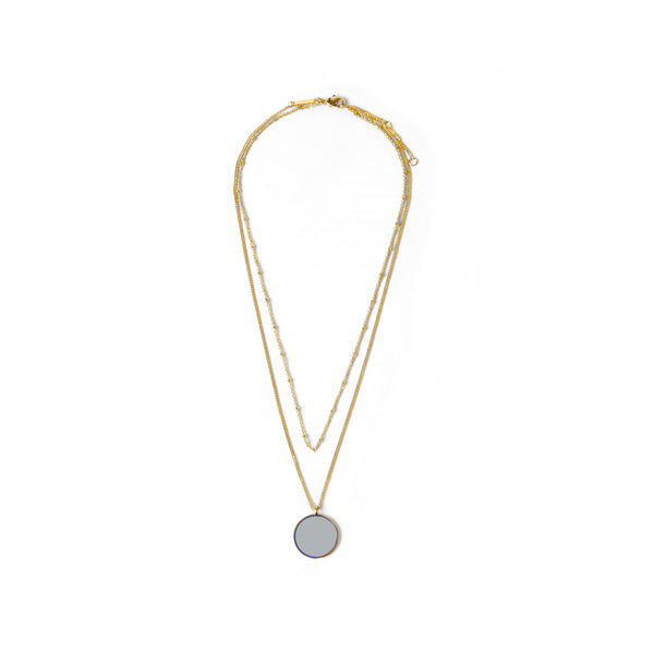 Collier double rang New York émail gris