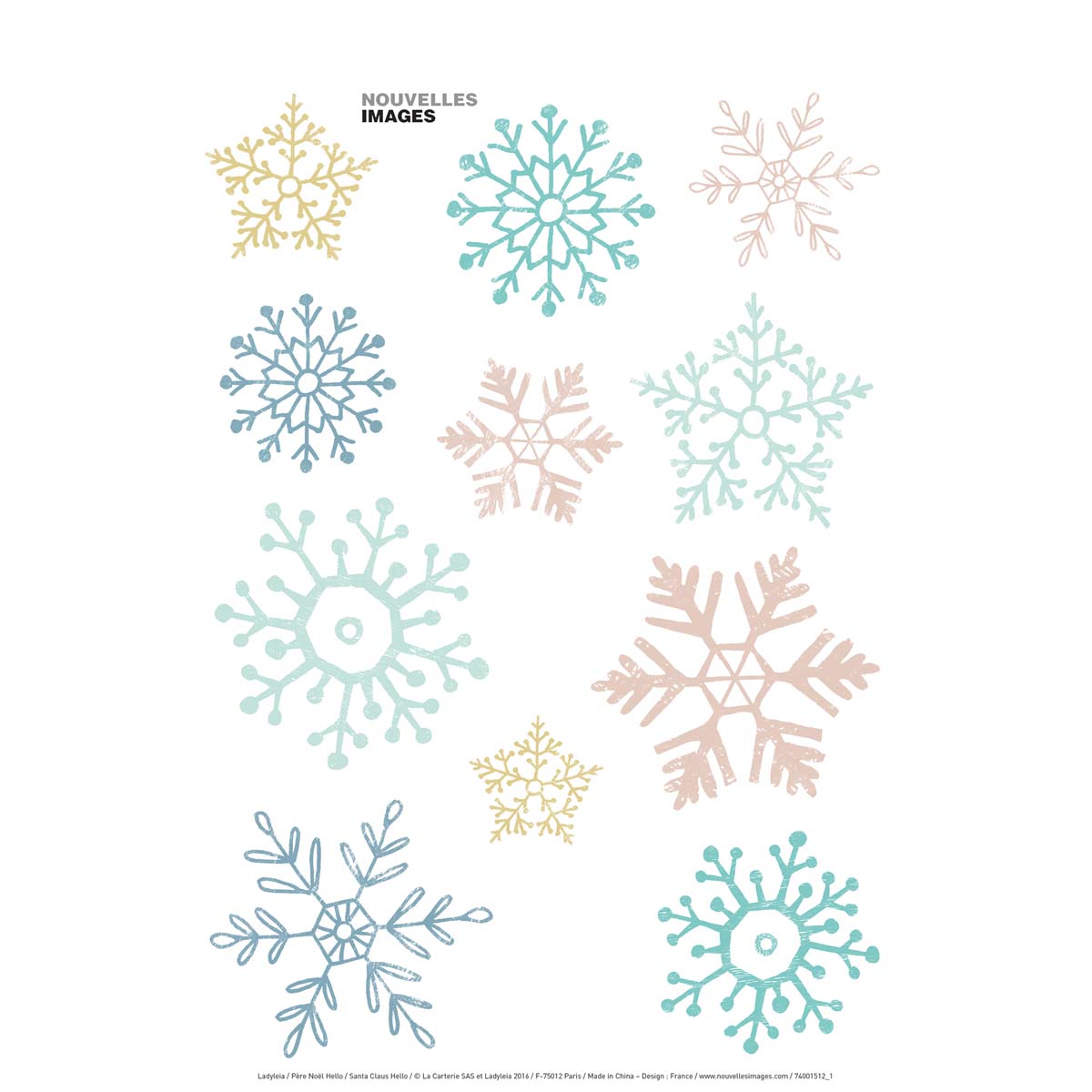 Set of White Landscape Christmas Stickers - Star and Snowballs