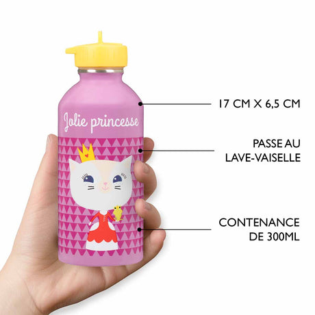 Children's stainless steel bottle - Pretty princess - kitten