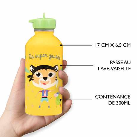 Children's stainless steel water bottle - My super water bottle - tiger