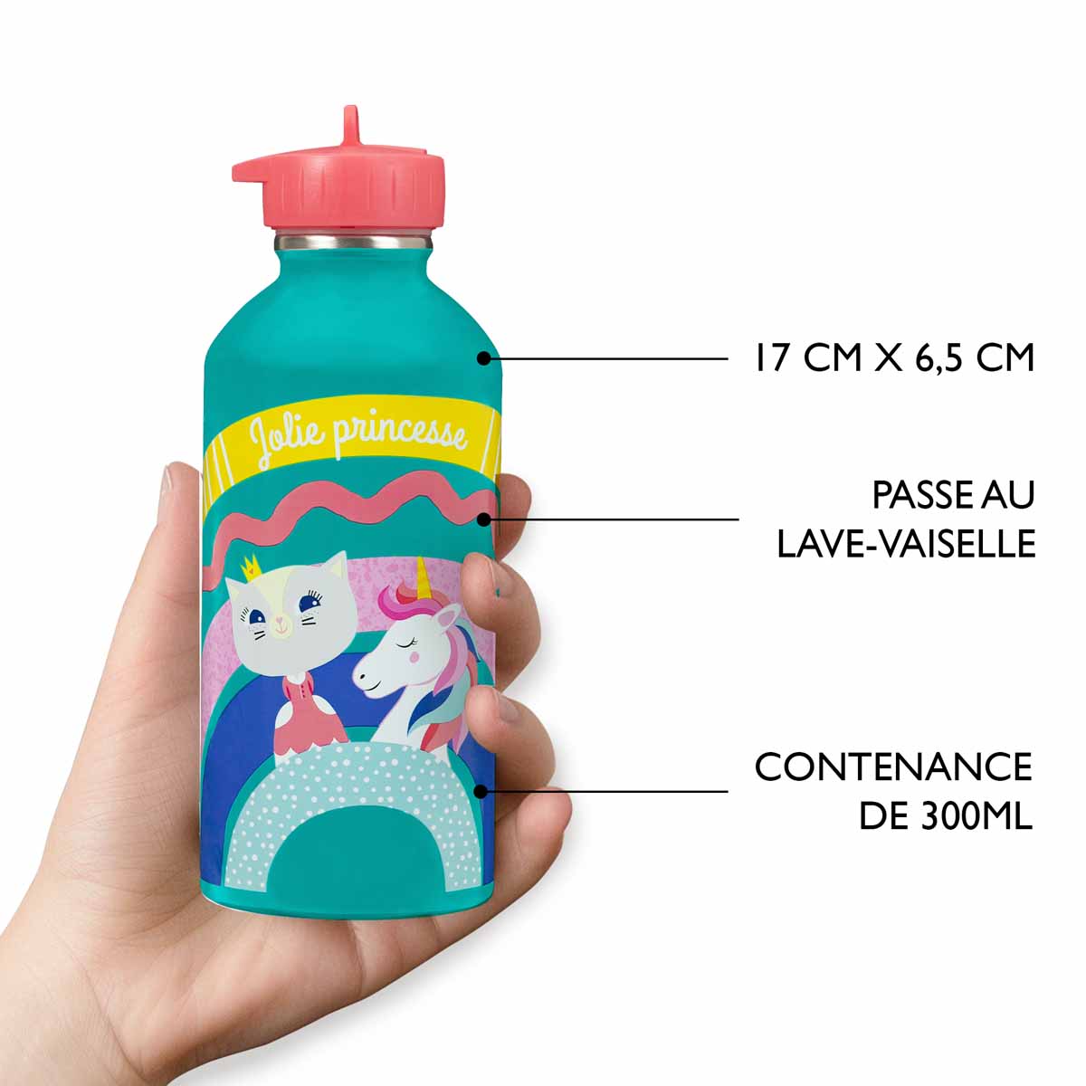 Gourde inox enfant - Jolie princesse - licorne