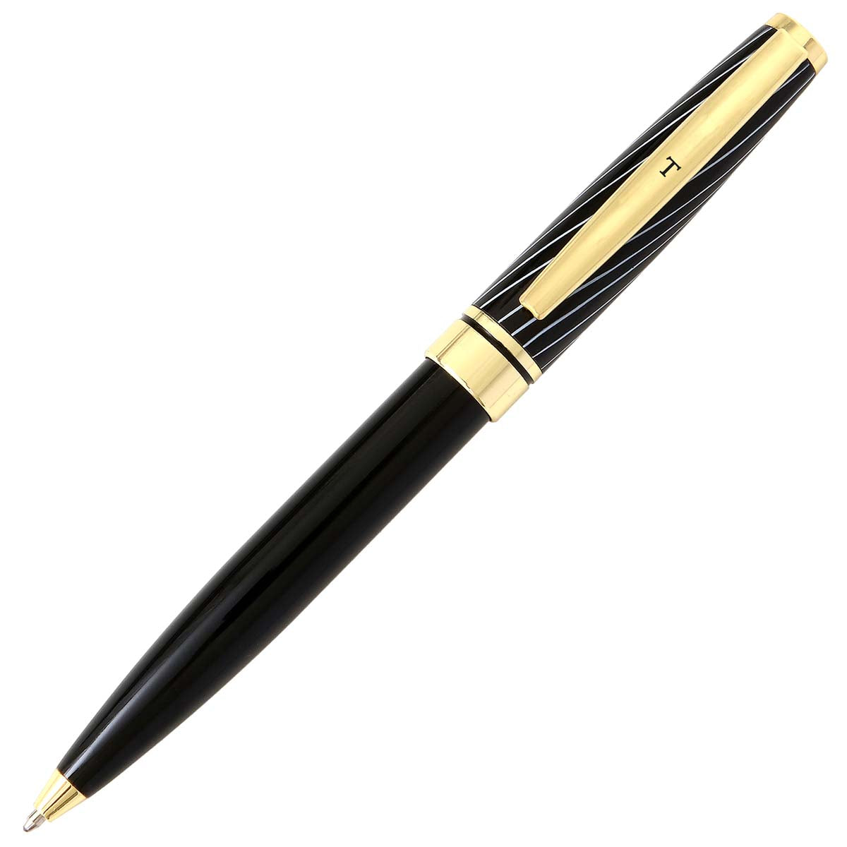 Stylo Bille Noir Rétractable - Lettre T