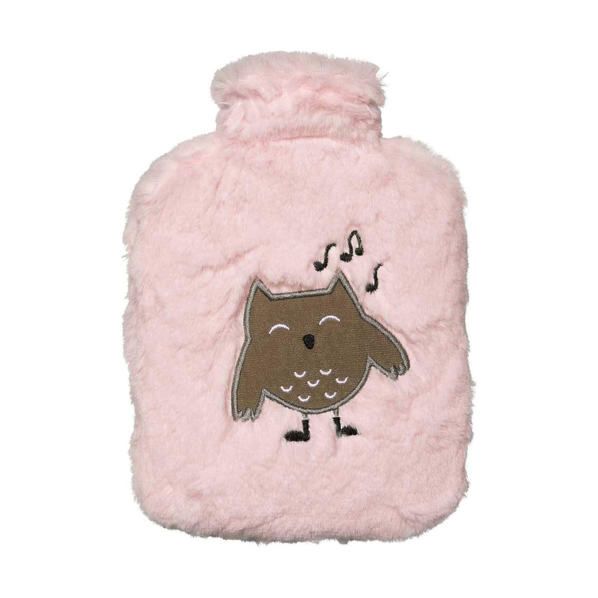 Pink owl plush hot water bottle