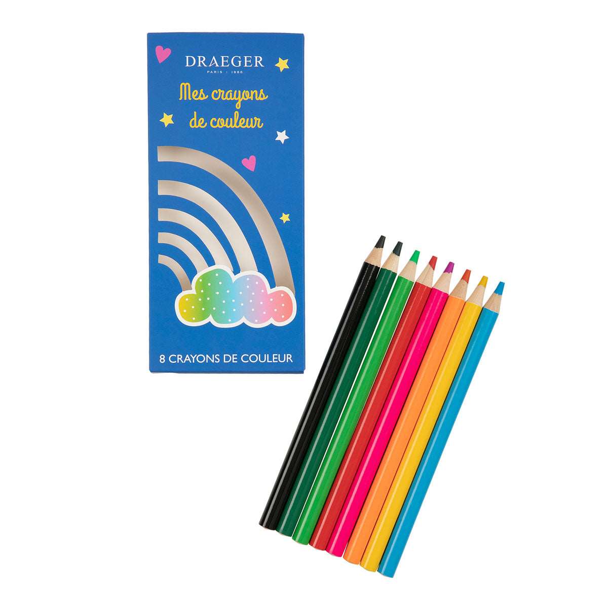 8 crayons de couleur arc-en-ciel