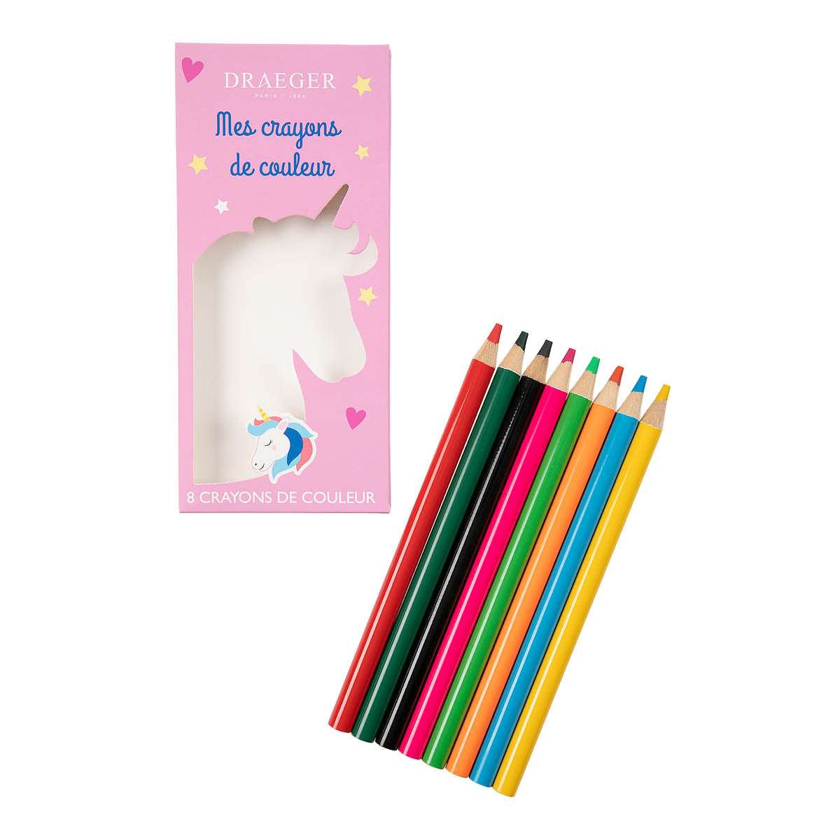 8 crayons de couleur licorne