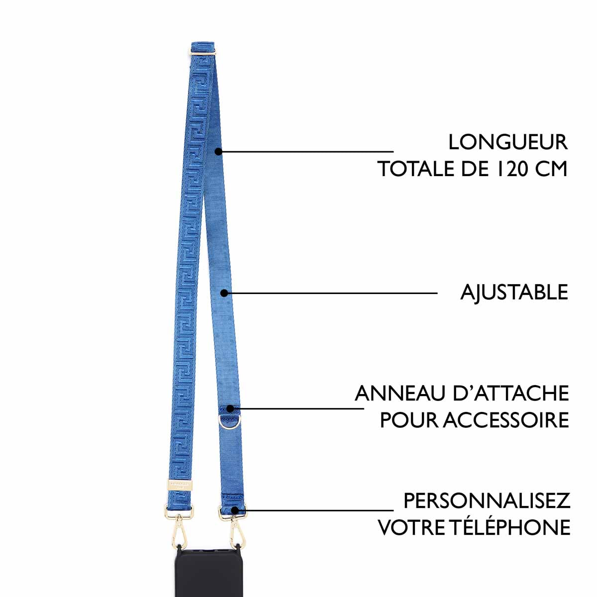 Sangle pour Pochette de Téléphone Bleu en nylon Draeger