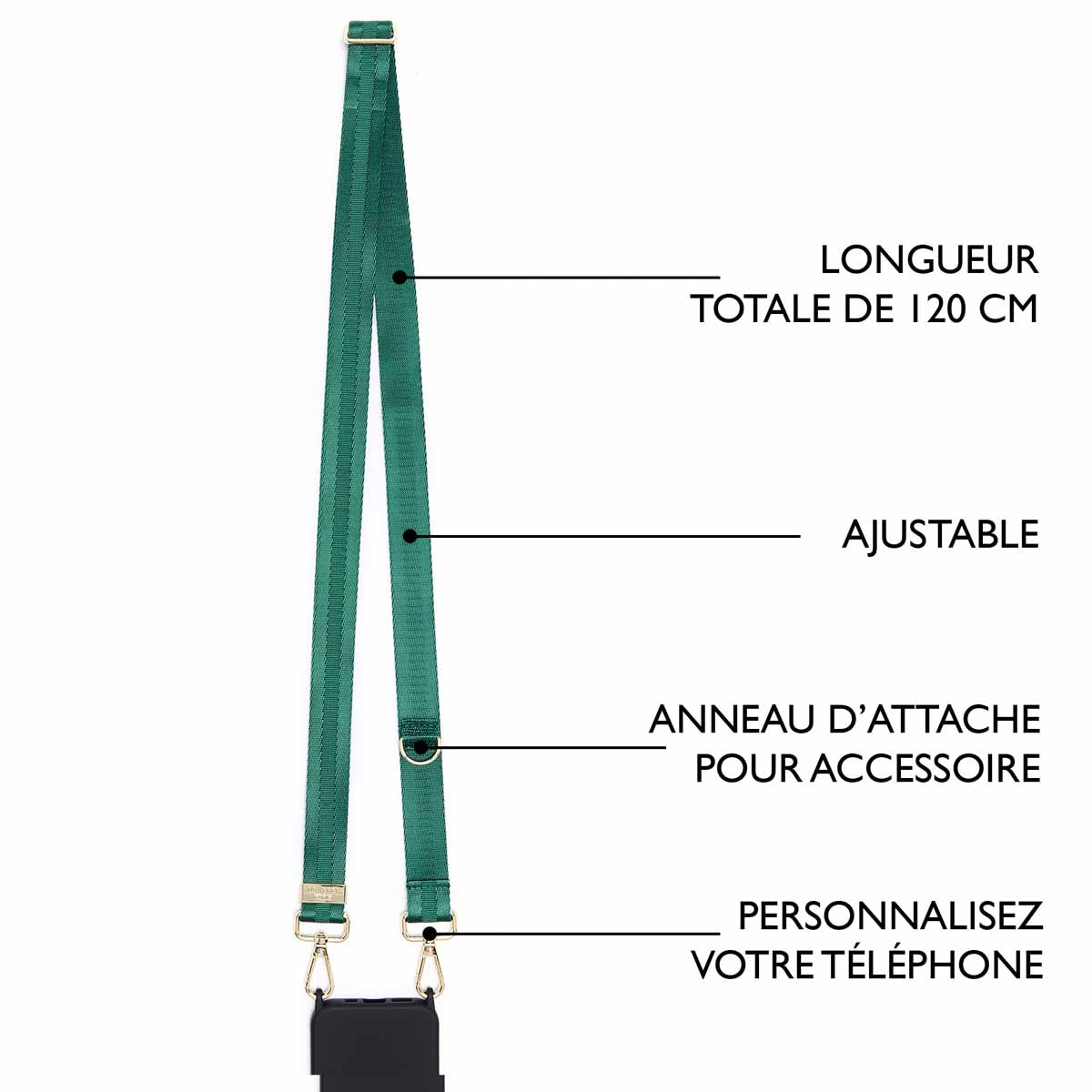 Sangle pour Pochette de Téléphone Vert draeger en nylon