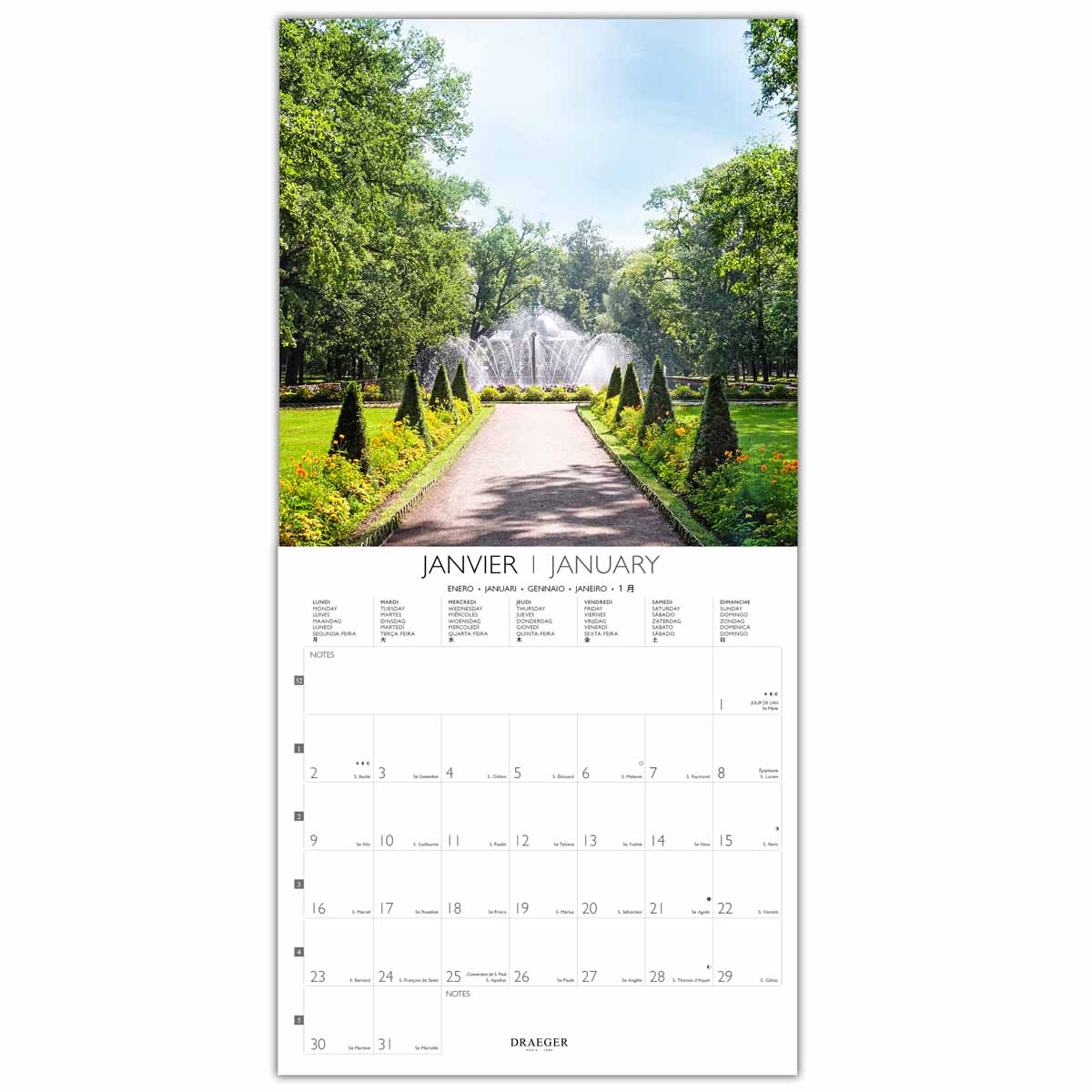 Grand Calendrier Mural 29x29 cm 2025 - Garden